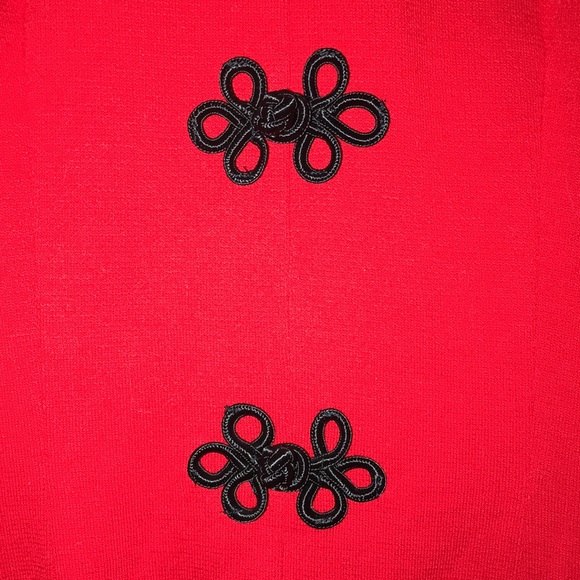 RARE Vintage 80’s Breakin’ Hearts Red Long Sleeve High Neck Toggle Dress - Picture 6 of 15